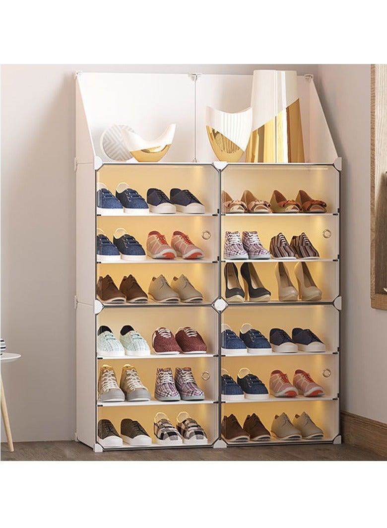 Arabest 2 Columns 6 Tiers White Shoe Rack, Shoe Storage Cabinet, Freestanding Shoe Rack, Boot Organiser, Shoe Rack for Slippers, High Heels, Sneakers Multiple Shoe Types - Image 4