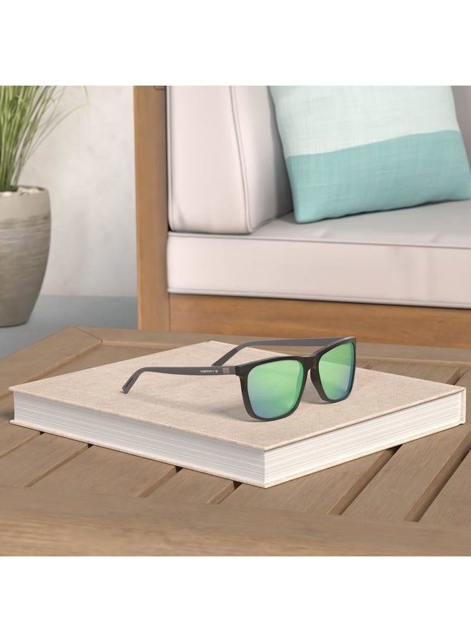 MERRY'S Unisex Polarized Aluminum Sunglasses Vintage Sun Glasses For Men/Women S8286, 0c03 Black Frame/Green Mirror Lens/Grey Temples, Free - Image 2