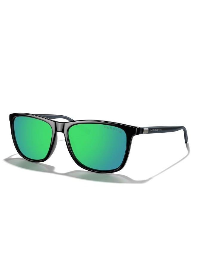 MERRY'S Unisex Polarized Aluminum Sunglasses Vintage Sun Glasses For Men/Women S8286, 0c03 Black Frame/Green Mirror Lens/Grey Temples, Free - Image 1