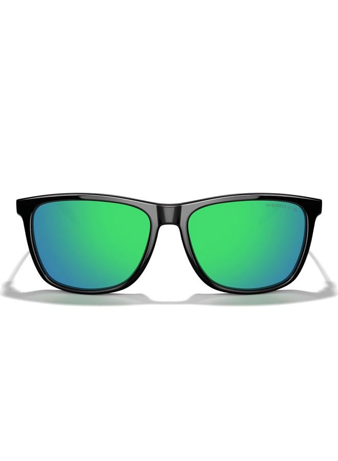 MERRY'S Unisex Polarized Aluminum Sunglasses Vintage Sun Glasses For Men/Women S8286, 0c03 Black Frame/Green Mirror Lens/Grey Temples, Free - Image 3