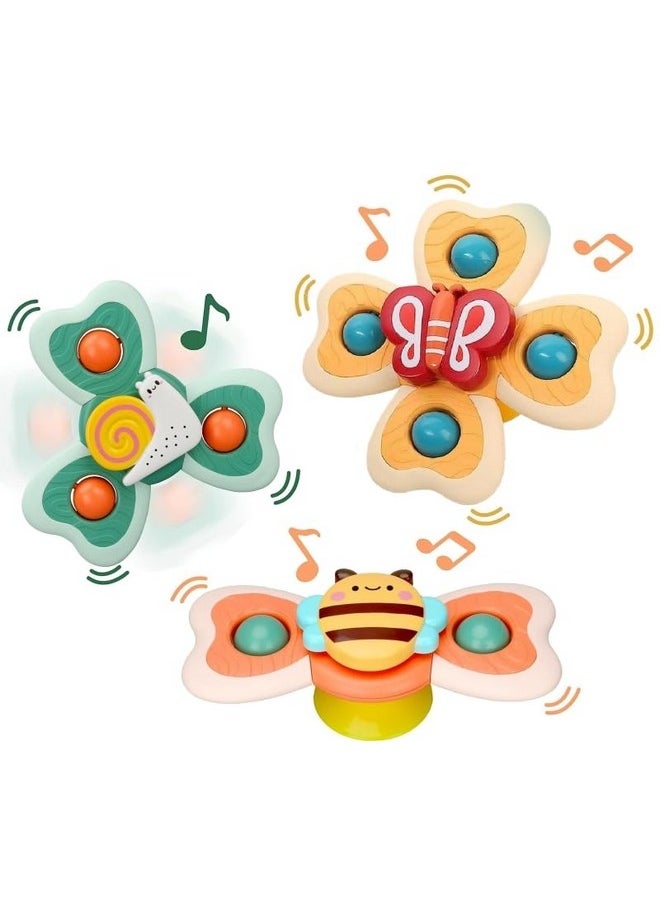 Supreme Deals Umadiya® Baby Bath Toys Spinner Toy 3 Pcs Spinners For Baby Toddlers Boys Girls Waterproof Suction Cup Spinning Top Rotating Montessori Learning Toy Sticks To Smooth Surface Return Gift For Kids  - Image 1