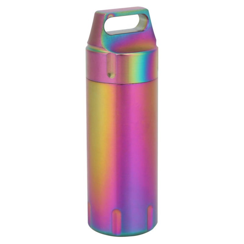Portable Pill Case: Colored Ti 304 Stainless Steel - Waterproof Wear-Resistant Anti-Slip Keychain Pill Bottle for Travel Daily Medication First Aid Use - Image 2