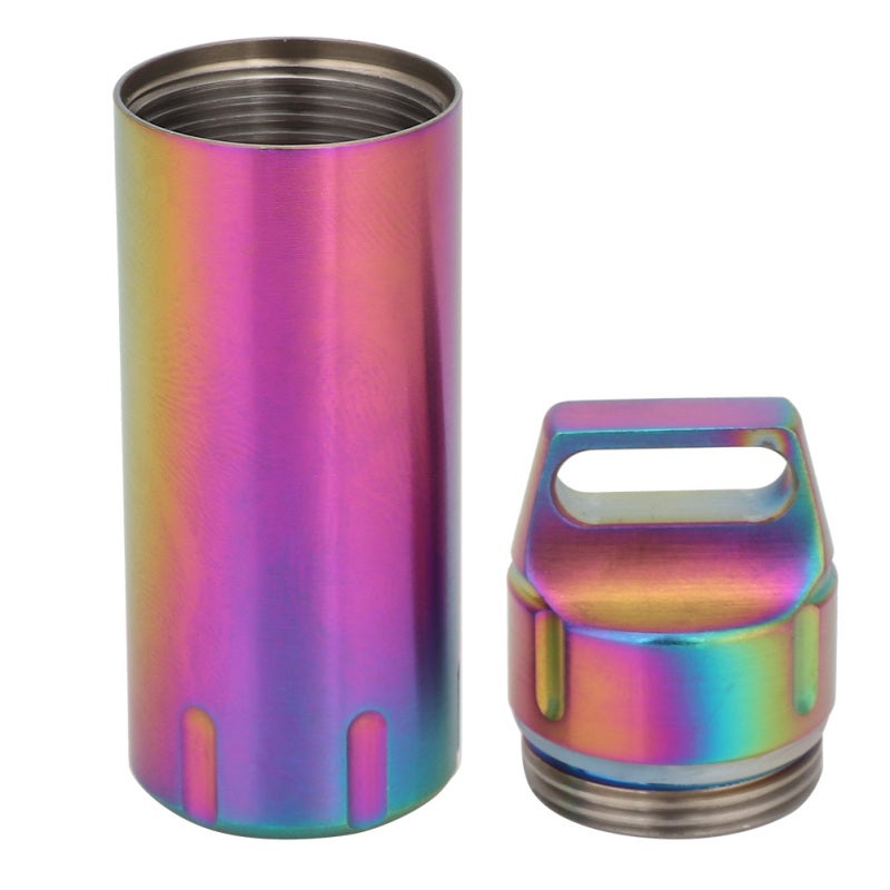Portable Pill Case: Colored Ti 304 Stainless Steel - Waterproof Wear-Resistant Anti-Slip Keychain Pill Bottle for Travel Daily Medication First Aid Use - Image 3