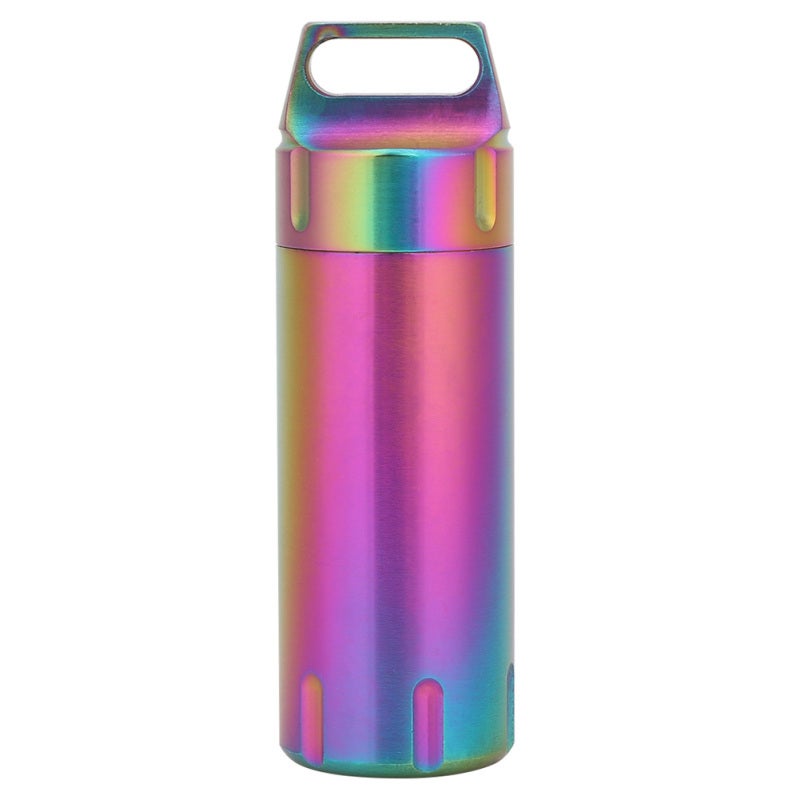 Portable Pill Case: Colored Ti 304 Stainless Steel - Waterproof Wear-Resistant Anti-Slip Keychain Pill Bottle for Travel Daily Medication First Aid Use - Image 1