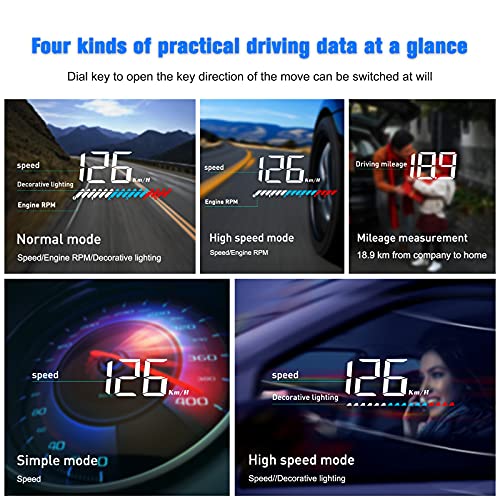 wiiyii Heads up Display for Cars Car HUD M7, Digital Speedometer for Car OBD/GPS Smart Gauge, Driving Speed, Engine RPM, Voltage, Water Temperature, Etc.., Speedometer for Car Works Great for All Cars - Image 5