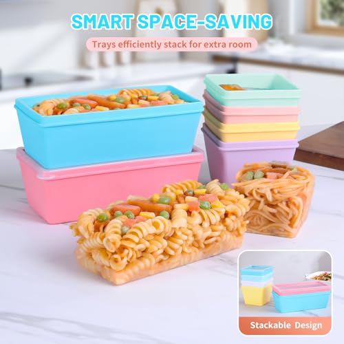 Gemice BPA-Free Silicone Freezer Molds with Base, Individual 6-Pack 1-Cup & 2-Cup Portion Soup Cubes Freezer Tray with Lids for Food Storage, Dishwasher Safe, Silicone Freezer Containers for Meal Prep - Image 4