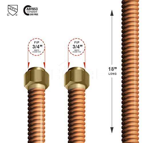 HIGHCRAFT Flextron FTWCC3418A 18 Long Connector for Water Heater with 34 FIP and 34 FIP Ends Copper - Image 3