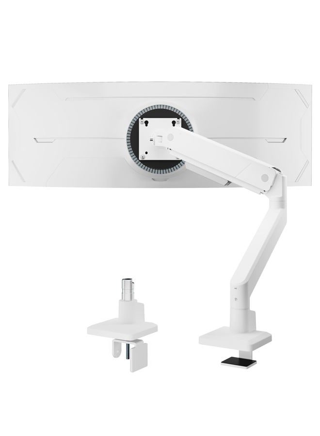 Montek Single Monitor Arm for Max 45 Inch Ultrawide Screens Adjustable Monitor Desk Mount Holds 35 Lbs Cable Management with C Clamp/Grommet Desk Mount, VESA 75/100mm, MA1007WH - Image 1