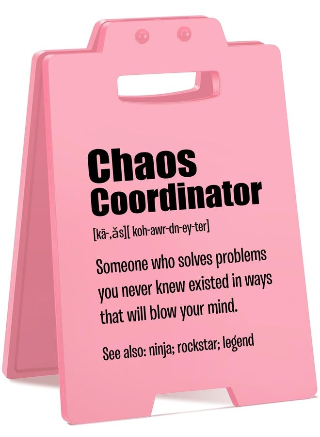 MAMAGIFTREE Chaos Coordinator Desk Sign - Funny Pink Office Decor for Women, Teachers, and Coworkers - Cute Cubicle Accessories & Motivational Gifts for Desk or Shelf - Image 1