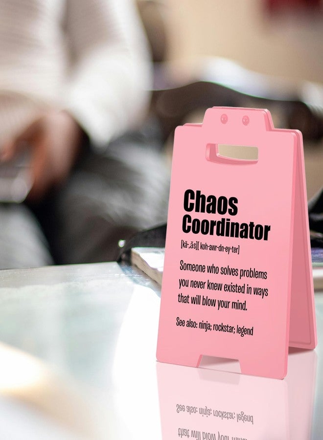 MAMAGIFTREE Chaos Coordinator Desk Sign - Funny Pink Office Decor for Women, Teachers, and Coworkers - Cute Cubicle Accessories & Motivational Gifts for Desk or Shelf - Image 2