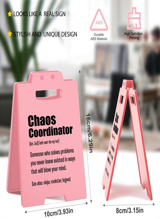 MAMAGIFTREE Chaos Coordinator Desk Sign - Funny Pink Office Decor for Women, Teachers, and Coworkers - Cute Cubicle Accessories & Motivational Gifts for Desk or Shelf - Image 3