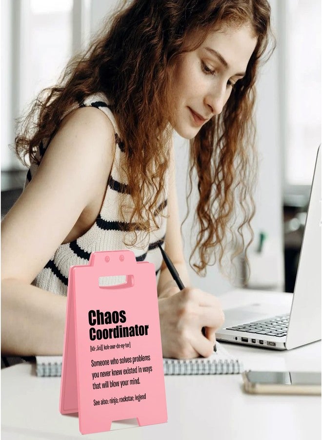 MAMAGIFTREE Chaos Coordinator Desk Sign - Funny Pink Office Decor for Women, Teachers, and Coworkers - Cute Cubicle Accessories & Motivational Gifts for Desk or Shelf - Image 5