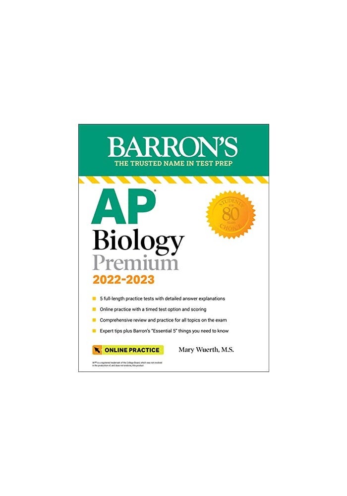 AP Biology Premium, 2022-2023: Comprehensive Review with 5 Practice Tests + an Online Timed Test Option