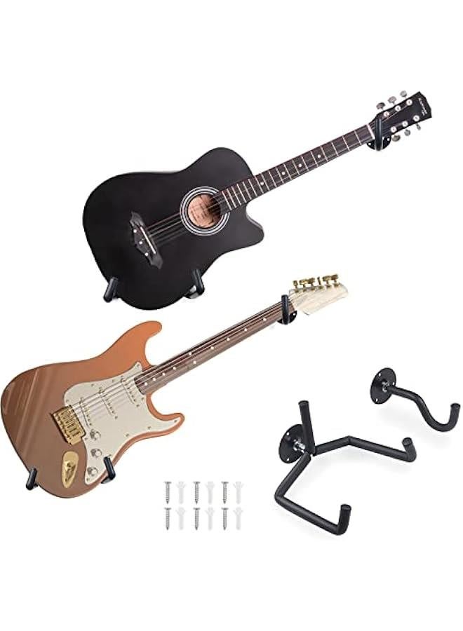 بيوينتي Guitar Wall Mount Acoustic/Electric/Classical Guitar, Ukulele, Banjo and Mandolin Wall Hanger Slat Wall Horizontal Guitar Holder Bass Stand Rack Hook - Image 1