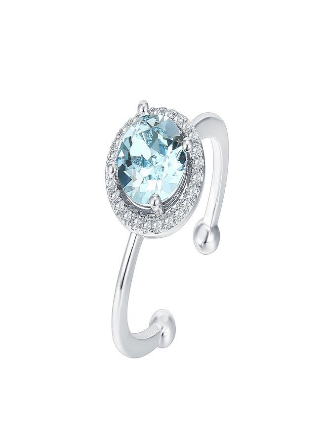 PAVOI Crystal 14K White Gold Plated Birthstone Rings for Women, White Gold - Image 4