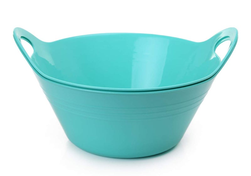 Mintra Home Plastic Bowls with Handles 45L Large 2pk Teal