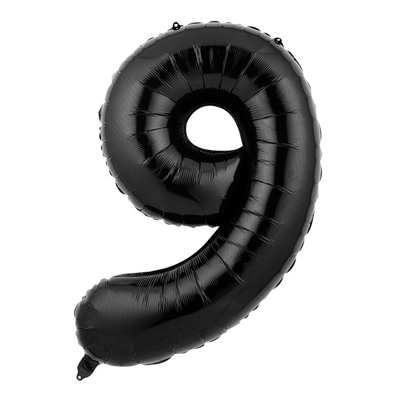 Restaurantware-Balloonify 40 Inch Number Balloon, 1 Large Digital Party Balloon - Number 9, Self-Sealing, Black Foil Mylar Balloon, Hanging Loop, Decoration For Birthday, Wedding, Or Graduation - Image 1