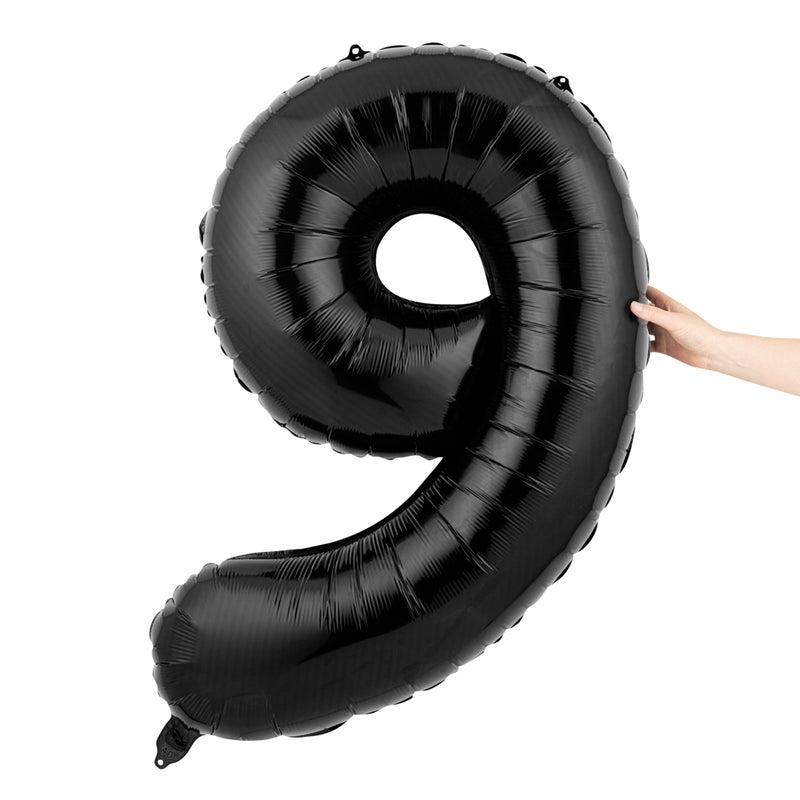 Restaurantware-Balloonify 40 Inch Number Balloon, 1 Large Digital Party Balloon - Number 9, Self-Sealing, Black Foil Mylar Balloon, Hanging Loop, Decoration For Birthday, Wedding, Or Graduation - Image 2