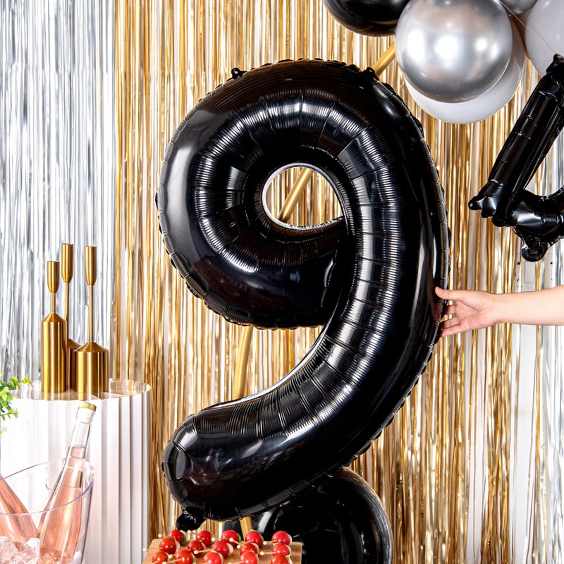 Restaurantware-Balloonify 40 Inch Number Balloon, 1 Large Digital Party Balloon - Number 9, Self-Sealing, Black Foil Mylar Balloon, Hanging Loop, Decoration For Birthday, Wedding, Or Graduation - Image 3