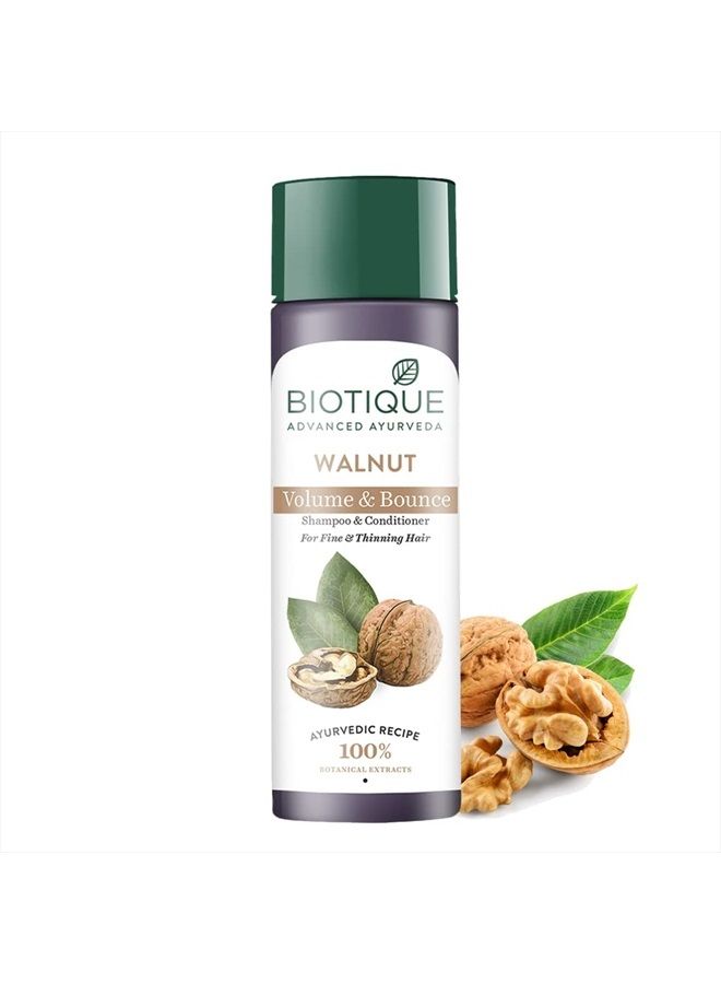 Walnut Bark Volumizing Shampoo For Fine & Thinning Hair 190 ml/ 6.42 Oz. I Makes Hair Healthy, Silky, Shiny And Pure Natural Black I Musk Root Soap Nut And Black Malya Flowers