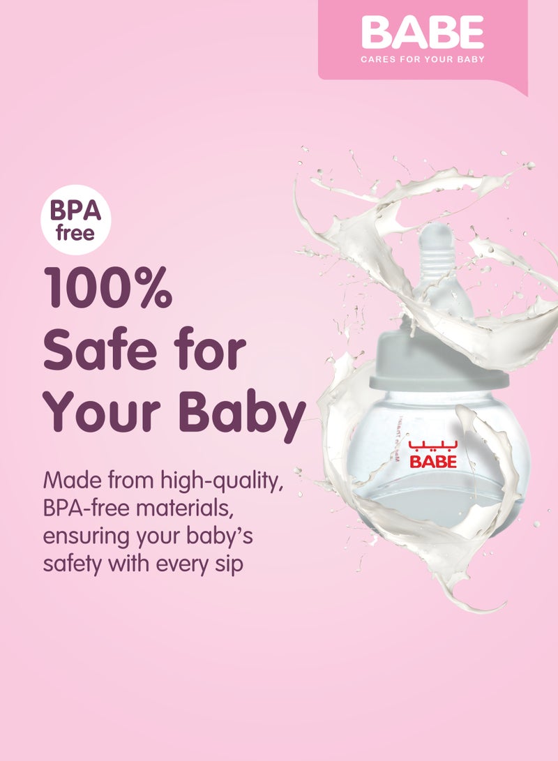 Babe Baby Feeding Bottle - Round Shape, 60ml | Safe & Comfortable for Newborns 2 oz - Image 4