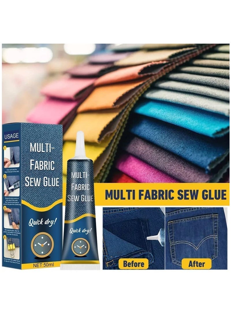 JUE-FISH Cloth Repair Sew Glue 50ml, New Instant Sew Glue Bonding Liquid, Quick Dry Multi Fabric Sew Glue, Fabric Glue for Clothing Permanent Washable, for Clothing Cotton Flannel Denim Leather  - Image 5