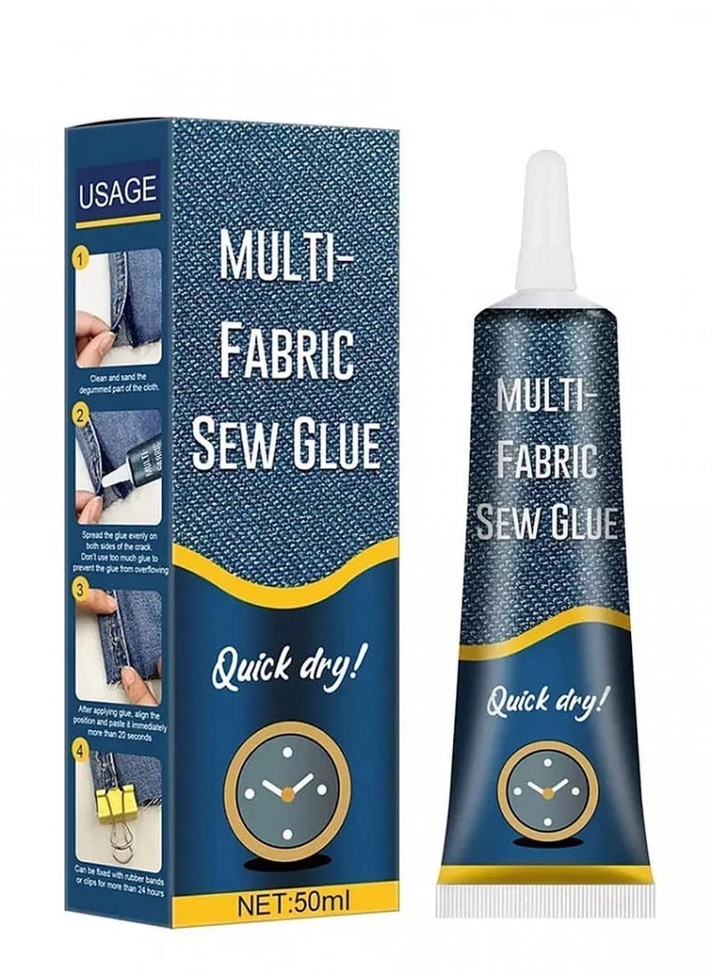 JUE-FISH Cloth Repair Sew Glue 50ml, New Instant Sew Glue Bonding Liquid, Quick Dry Multi Fabric Sew Glue, Fabric Glue for Clothing Permanent Washable, for Clothing Cotton Flannel Denim Leather  - Image 1