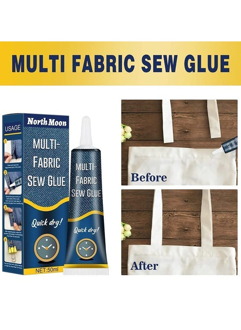 JUE-FISH Cloth Repair Sew Glue 50ml, New Instant Sew Glue Bonding Liquid, Quick Dry Multi Fabric Sew Glue, Fabric Glue for Clothing Permanent Washable, for Clothing Cotton Flannel Denim Leather  - Image 2