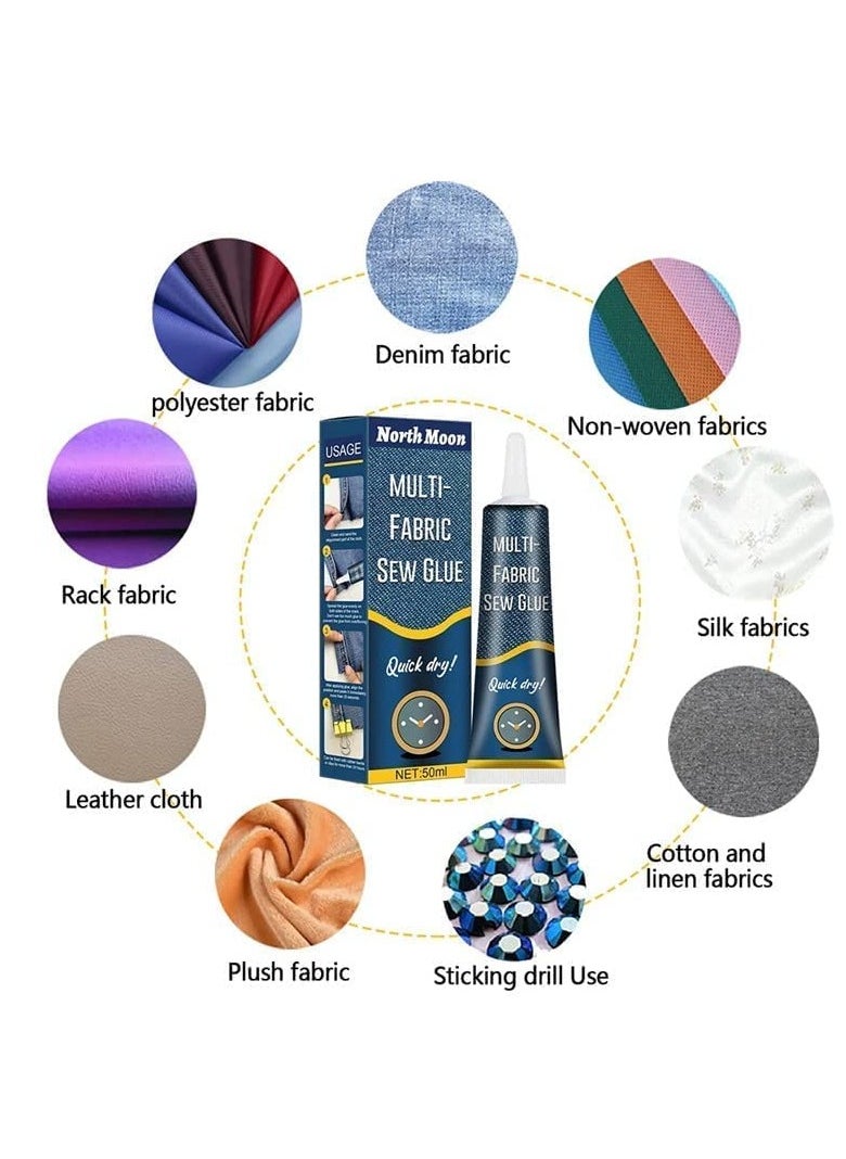 JUE-FISH Cloth Repair Sew Glue 50ml, New Instant Sew Glue Bonding Liquid, Quick Dry Multi Fabric Sew Glue, Fabric Glue for Clothing Permanent Washable, for Clothing Cotton Flannel Denim Leather  - Image 4