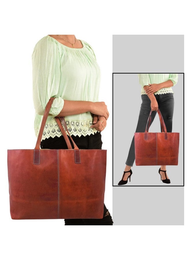 MANDAVA Women's Genuine Leather Tote Bag Travel Handbag for Work Shopping Top Handle Shoulder Big Shopper Bag (Brown) - Image 5