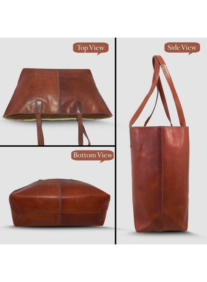 MANDAVA Women's Genuine Leather Tote Bag Travel Handbag for Work Shopping Top Handle Shoulder Big Shopper Bag (Brown) - Image 2