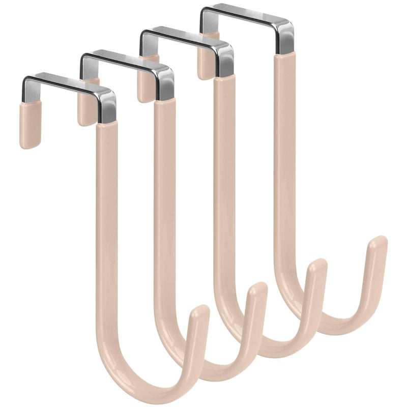 FYY Over the Door Hooks 4 Pack Door Hangers Hooks with Rubber Prevent Scratches Heavy Duty Organizer Hooks for Living Room Bathroom Bedroom Hanging Clothes Towels Hats Coats Bags Nude - Image 2