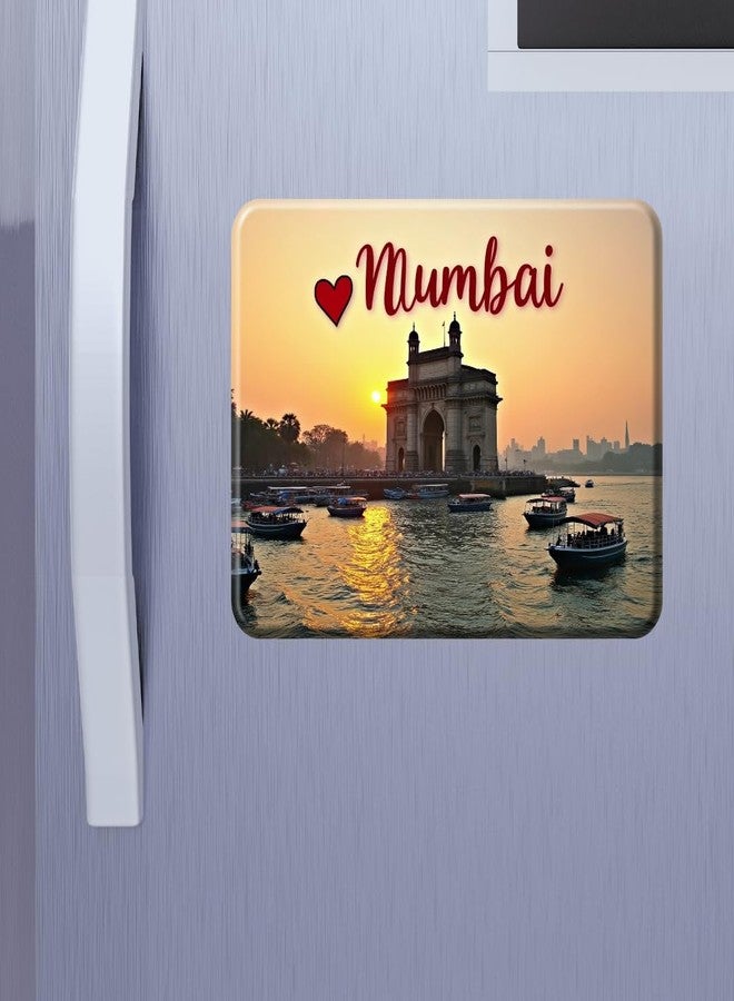 GiftODay Mumbai City Theme Souvenir Wooden Fridge Magnet for Refrigerator - Mumbai Fridge Magnet for Kitchen & Home Decoration | Perfect Souvenir Gift | Size 3x3 Inches | Pack of 1 - Image 1