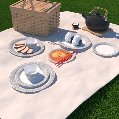 Castleite Piccolo Melamine Dinner Set - Elegant, Break & Stain Resistant, Designer Crockery Dinnerware in Exclusive Edgy Square Shape for Your own Home Kitchen (Ivory Bloom, Dinner Set 18 Pcs) - Image 3
