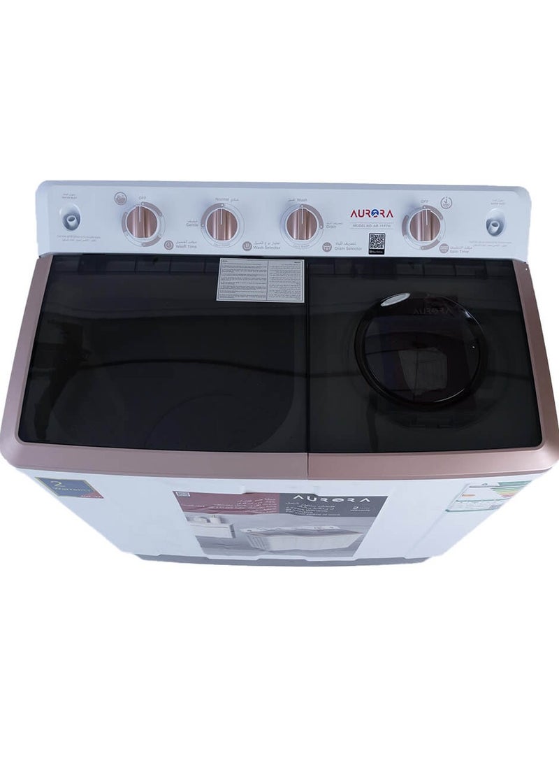 اورورا غسالة ملابس   شبه آلية بحوضين سعة 10 كجم، مصنوعة من البلاستيك المتين، وخفيفة الوزن لسهولة الحركة، وسهلة الاستخدام، باللون الأبيض | اسم الموديل: AR-11TTH - Image 2