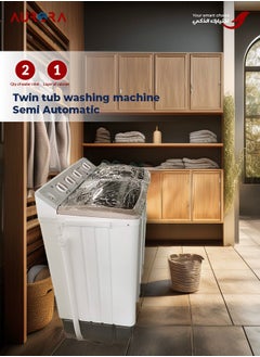 AURORA 10 KG Twin Tub Semi-Automatic Washing Machine, Durable Plastic, Lightweight for Easy Mobility, User-Friendly Operation, White Color | Model Name: AR-11TTH  - Image 3