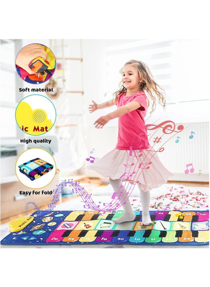 Baby Musical Mats with 42 Music Sounds, Kid Floor Piano Keyboard Dance Mat Animal Blanket Touch Playmat, Early Education Toys Gift for 1 2 3+ Years Old Toddlers Boys Girls (blue)  - Image 5