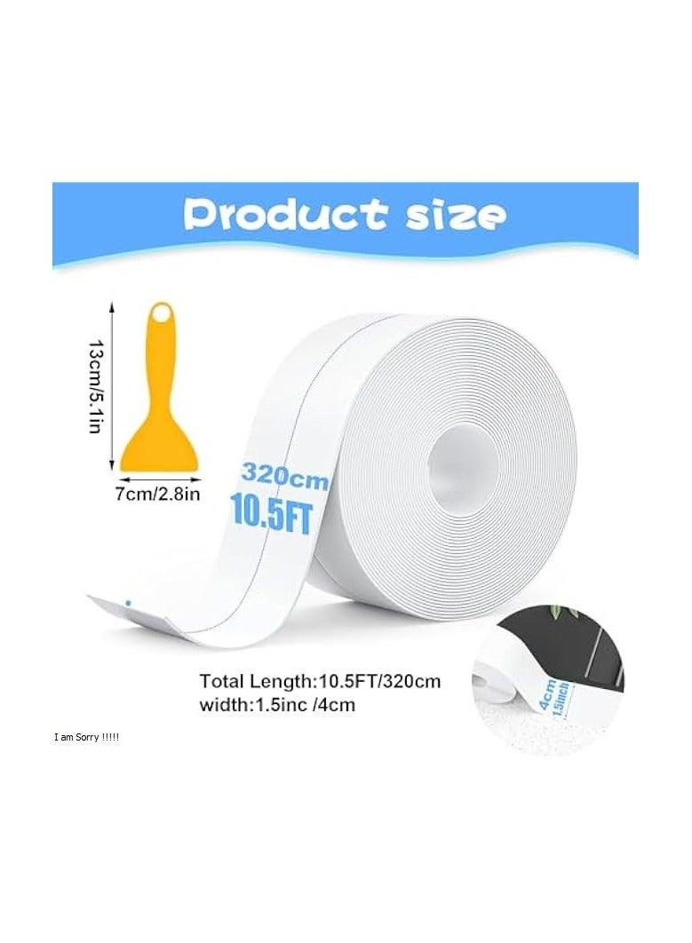 erorex Bath Sealant Strip, Caulk Strip Adhesive Sealant Tape with Sealing Tool, Bathroom Sealant, Caulk Strip, Waterproof Simple Seal Tape for Bathroom 1.5" x 10.5ft(38mm X 3.2M) - Image 2