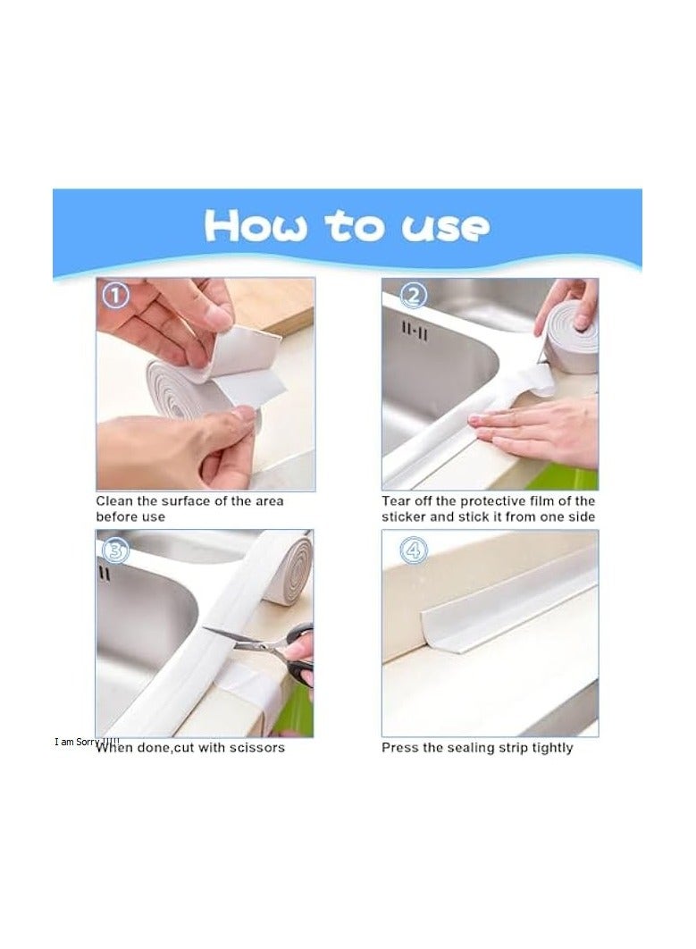 erorex Bath Sealant Strip, Caulk Strip Adhesive Sealant Tape with Sealing Tool, Bathroom Sealant, Caulk Strip, Waterproof Simple Seal Tape for Bathroom 1.5" x 10.5ft(38mm X 3.2M) - Image 4