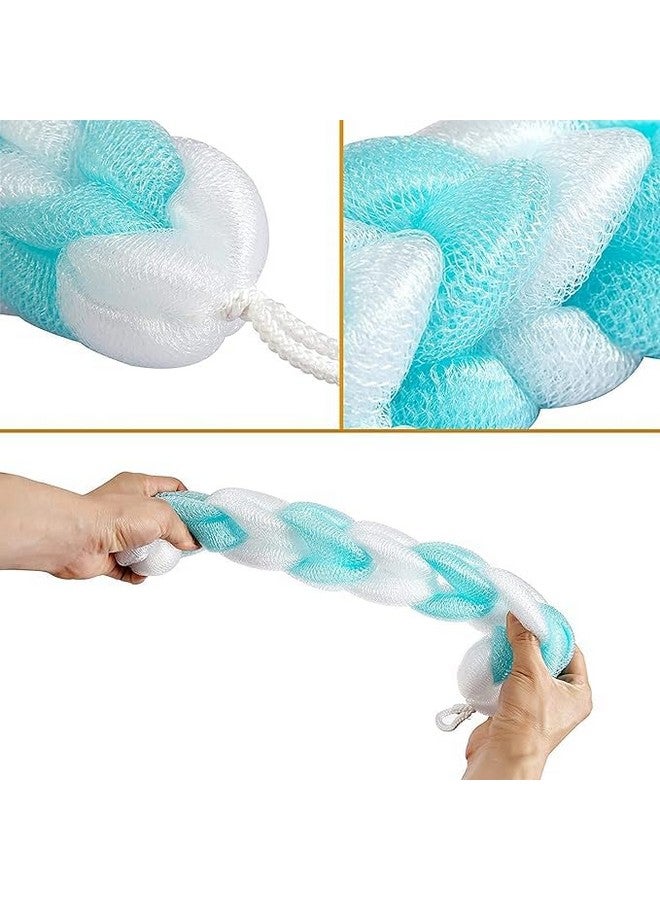 HAPPYMATES® Pack of 4 Long Body Scrub Stretch Stretch Back Sponge with Rope Braided Loofah for Men and Women oofah back scrubber mesh strap skin washer with rope handles - Image 5