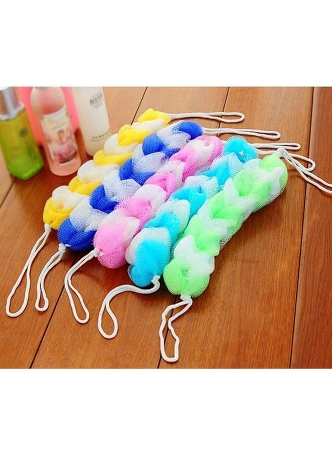 HAPPYMATES® Pack of 4 Long Body Scrub Stretch Stretch Back Sponge with Rope Braided Loofah for Men and Women oofah back scrubber mesh strap skin washer with rope handles - Image 1