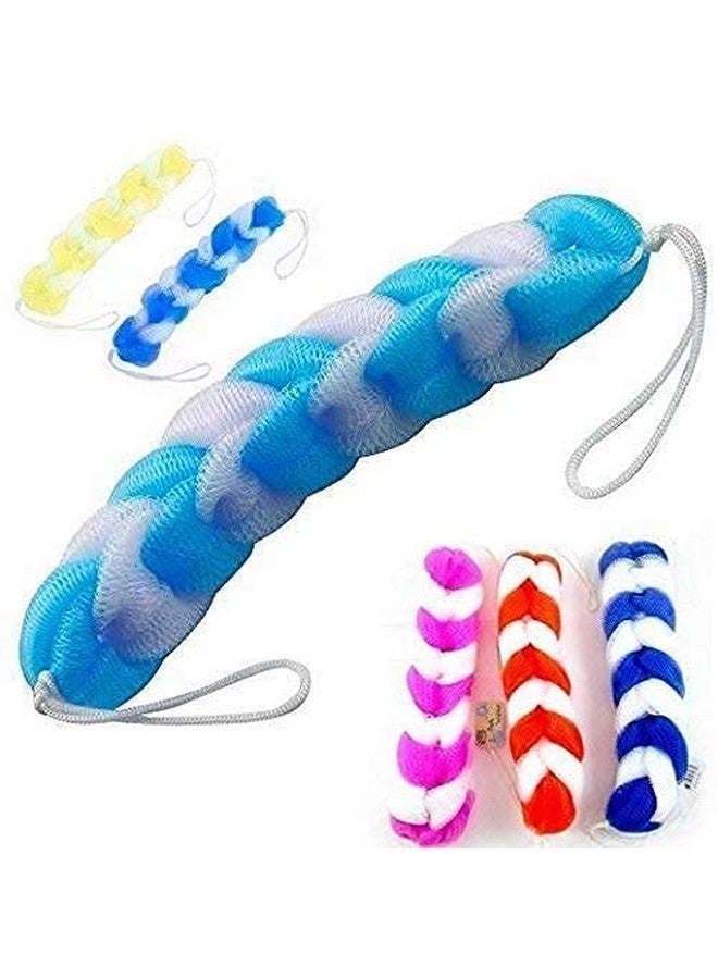 HAPPYMATES® Pack of 4 Long Body Scrub Stretch Stretch Back Sponge with Rope Braided Loofah for Men and Women oofah back scrubber mesh strap skin washer with rope handles - Image 4