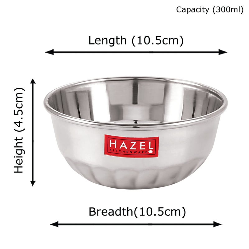 Hazel طقم أوعية هازيل من الفولاذ المقاوم للصدأ | 300 مل لكل وعاء من الفولاذ المقاوم للصدأ | أدوات المطبخ | وعاء ماسي للتقديم بتشطيب لامع، مجموعة من 6 - Image 4