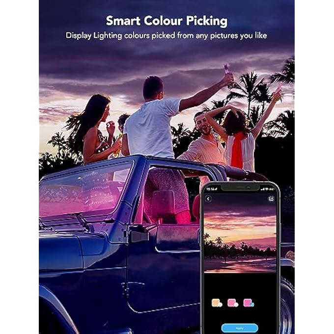 NALACAL 4 قطع شريط إضاءة ليد مقاوم للماء بتصميم خطين طقم إضاءة RGB مع تحكم بالتطبيق أسفل لوحة القيادة مع شاحن لتزيين السيارة من الداخل - Image 5