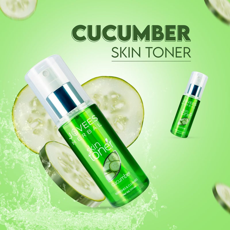 Jovees Herbal Cucumber Skin Toner For Glowing And Hydrating Skin  Face Mist  Toner for Oily  Acne Prone Skin  Cleansing  Pore Tightening  Paraben Alcohol And Chemical Free 200ml - Image 3
