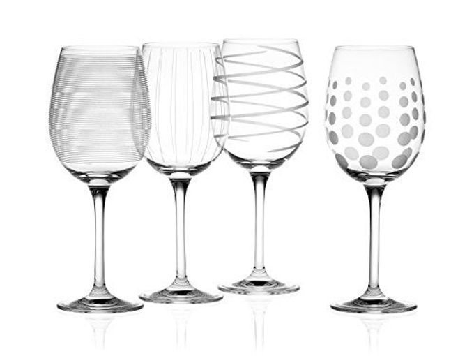 Mikasa Set of 4 Cheers Crystal White Wine Glasses, Silver