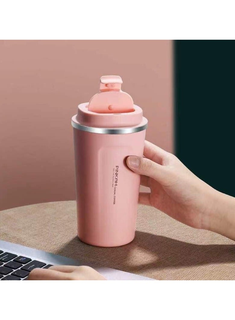AZAD Stainless Steel Insulated Thermal Coffee Cup Pink/Silver 15x7.50x9.40cm - Image 3