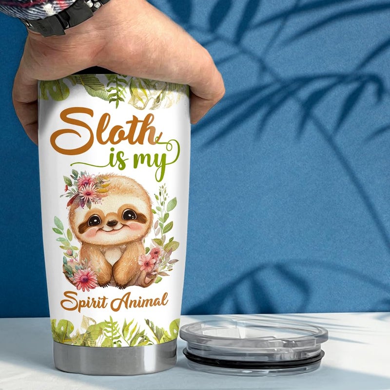 SANDJEST SANDJEST Sloth Tumbler 20oz Sloths Gifts for Women Girl Teen Gift for Birthday Christmas Stainless Steel Insulated Tumblers Coffee Travel Mug Cup  - Image 5