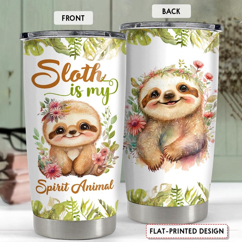 SANDJEST SANDJEST Sloth Tumbler 20oz Sloths Gifts for Women Girl Teen Gift for Birthday Christmas Stainless Steel Insulated Tumblers Coffee Travel Mug Cup  - Image 2