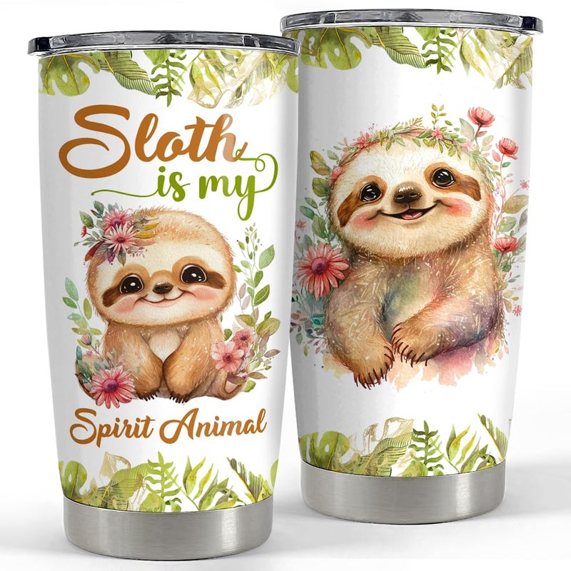 SANDJEST SANDJEST Sloth Tumbler 20oz Sloths Gifts for Women Girl Teen Gift for Birthday Christmas Stainless Steel Insulated Tumblers Coffee Travel Mug Cup  - Image 1